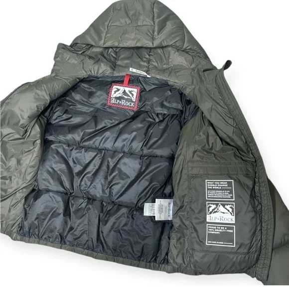 Alp-N-Rock Olive Hooded Puffer Jacket | Quilted Winter Coat | Size L - Picture 3 of 7